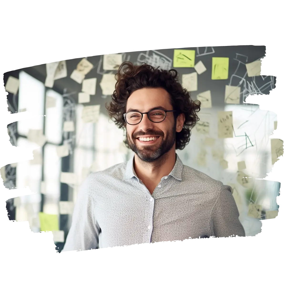 Conversion specialist in front of a research wall